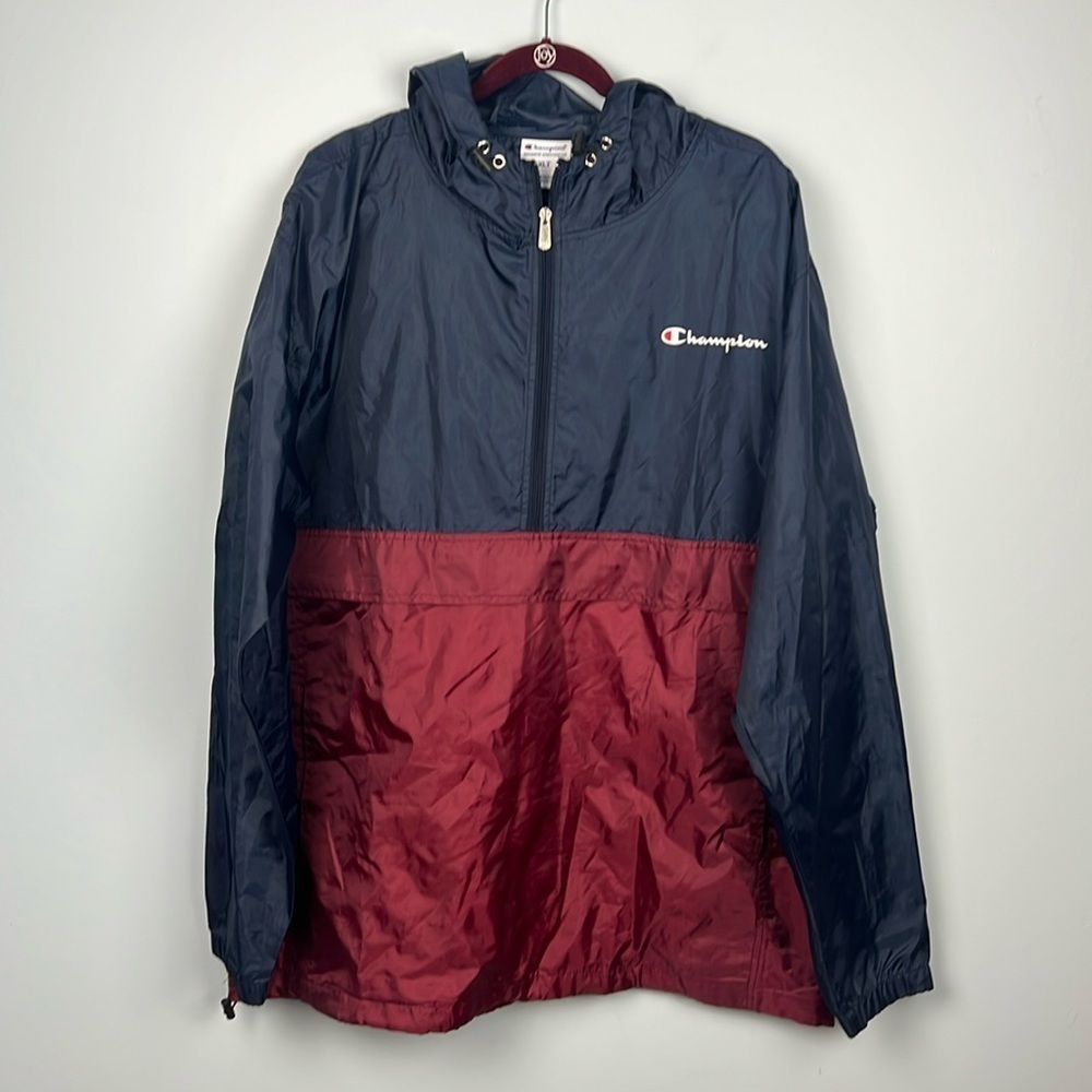 Champion men’s XL tall oversized pullover hooded windbreaker jacket